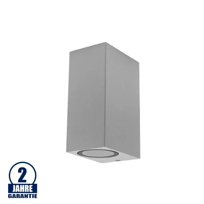 Wandleuchte mit GU10 Fassung 2-fach Quader Silber IP54