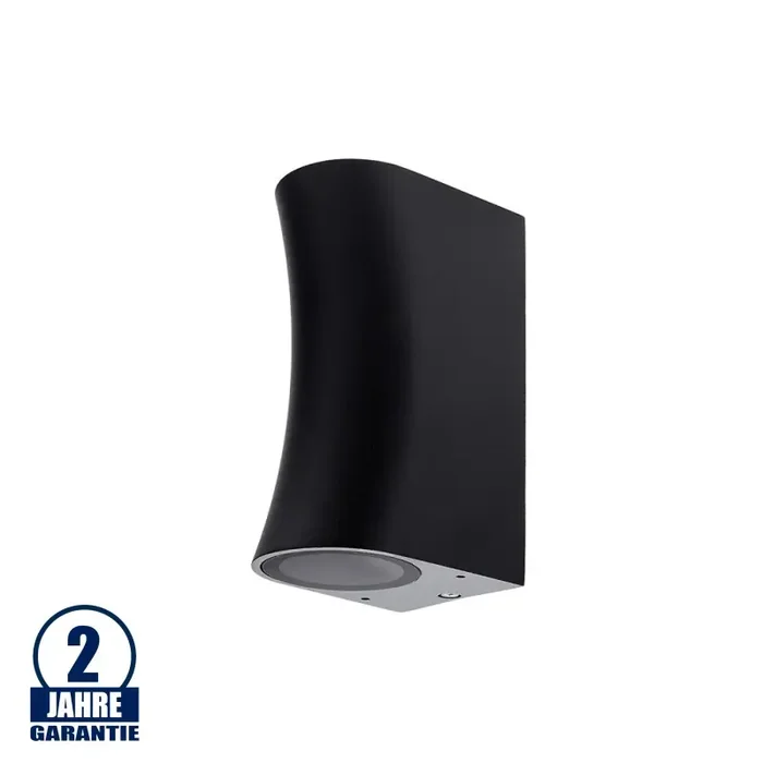 Wandleuchte mit GU10 Fassung 2-fach Zylinder „Bogen“ Schwarz IP44