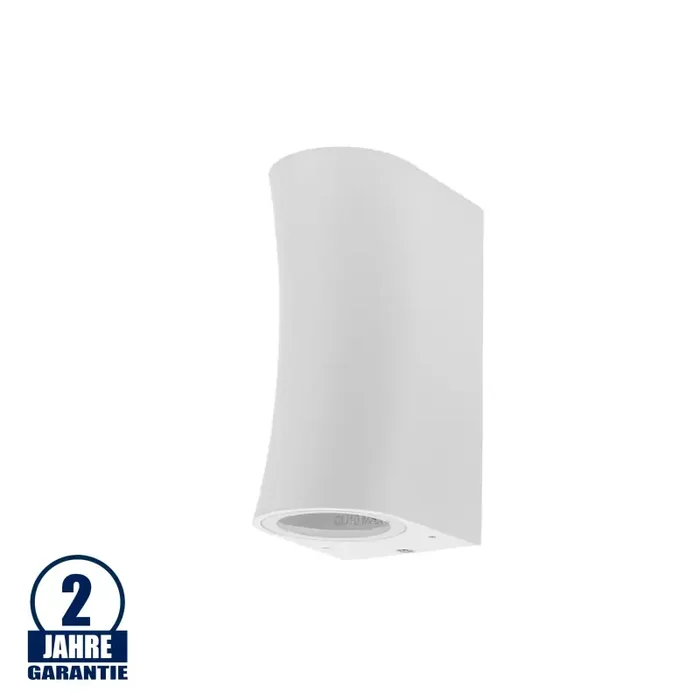 Wandleuchte mit GU10 Fassung 2-fach Zylinder „Bogen“ Weiß IP44