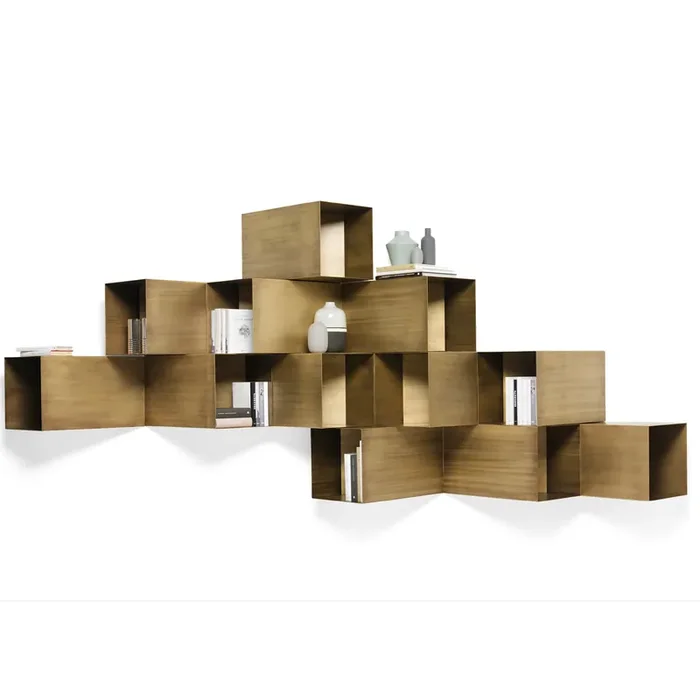 Wandmontierte Metall-Aufbewahrungseinheit CELLULA 4 von Studio PANG für Mogg – Bronze