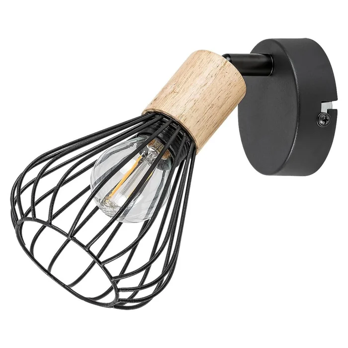 Wandspotlampe für Innenräume Metallteile mit Echtholzschale ohne Glühbirne Rabalux [Größe 10,5x14x10,5 cm]