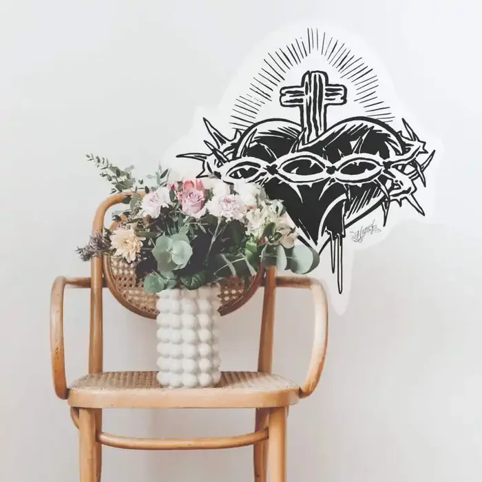 Wandtattoo Miami Ink Herz mit Kreuz