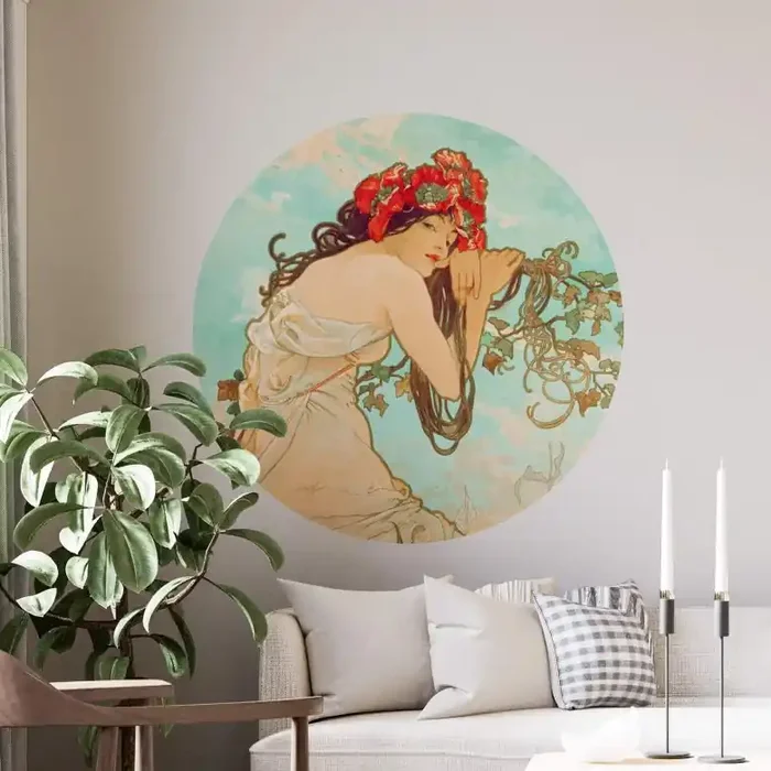 Wandtattoo Mucha – Jahreszeiten Sommer – Rund