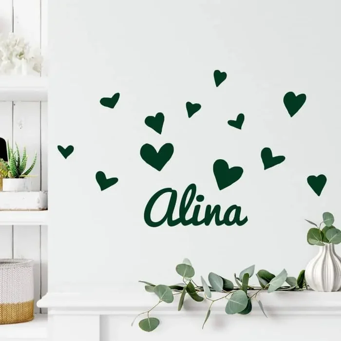 Wandtattoo + Name Herzchen