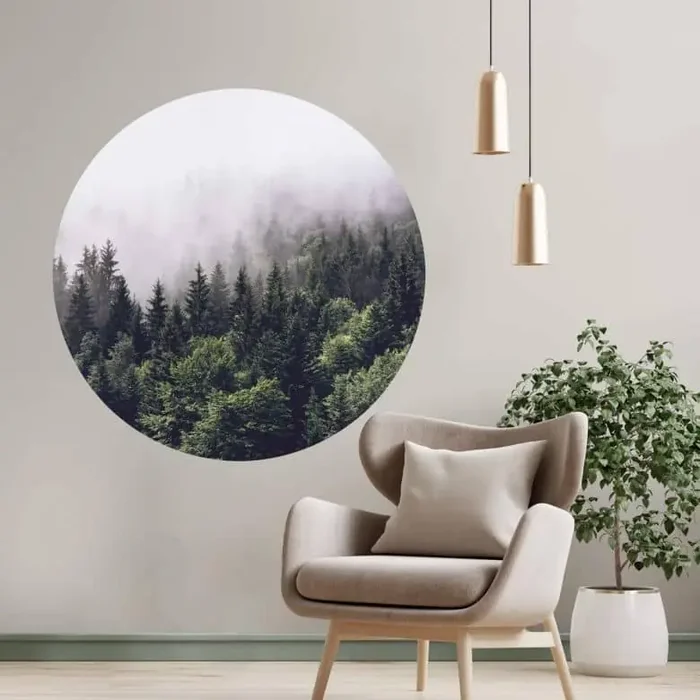 Wandtattoo Nebliger Wald – Rund
