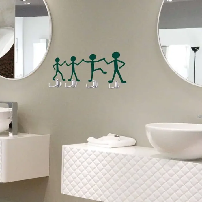 Wandtattoo Strichmännchen + 4 Haken