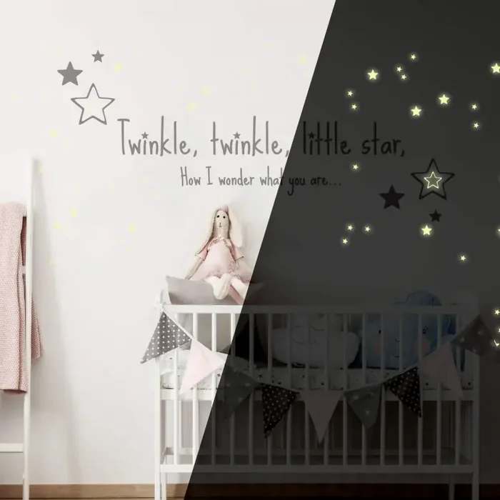 Wandtattoo Twinkle little star… + Leuchtsterne