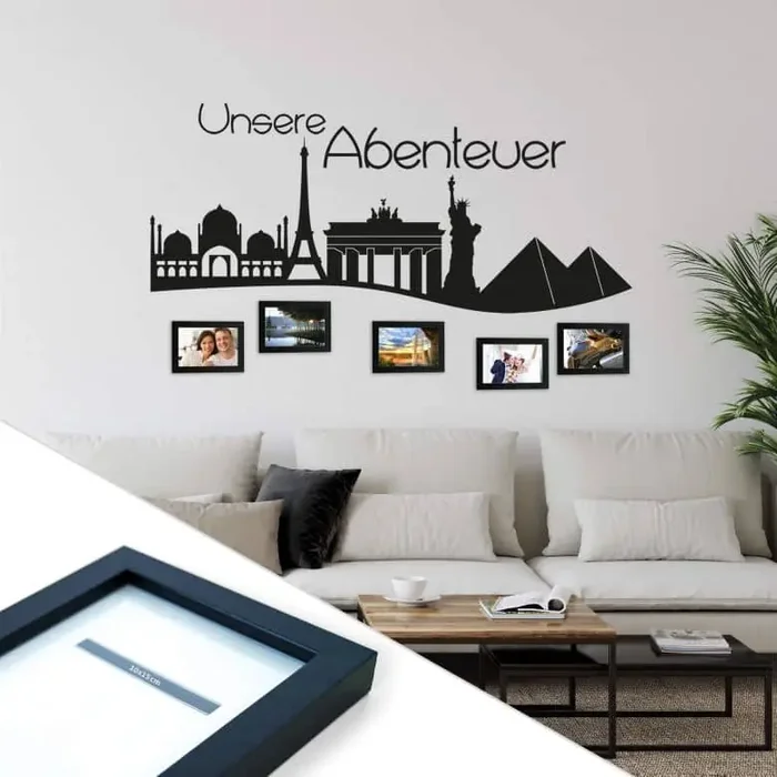 Wandtattoo Unsere Abenteuer inkl. 5 Bilderrahmen