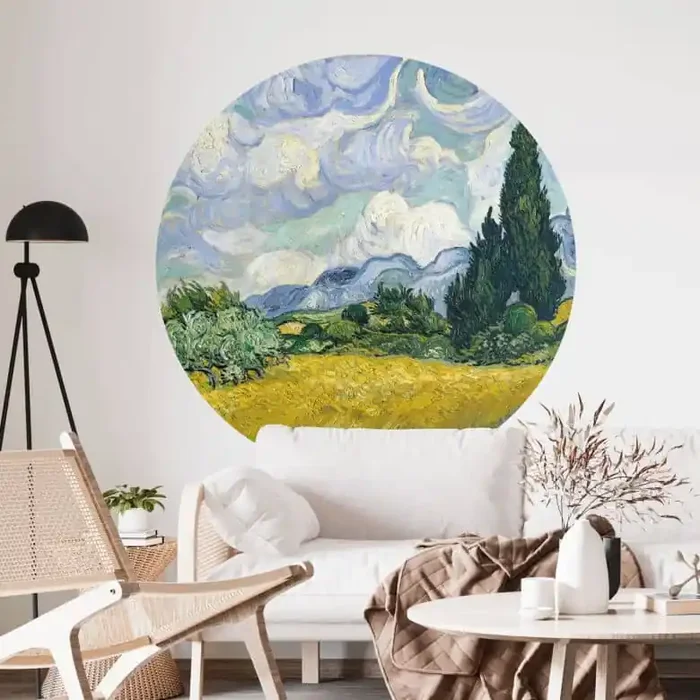 Wandtattoo van Gogh – Weizenfeld mit Zypressen – Rund