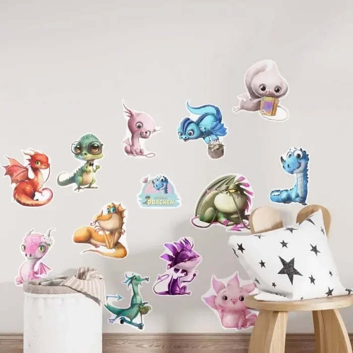 Wandtattoo Wandsticker Die kleinen Drachen – 13-teiliges Set