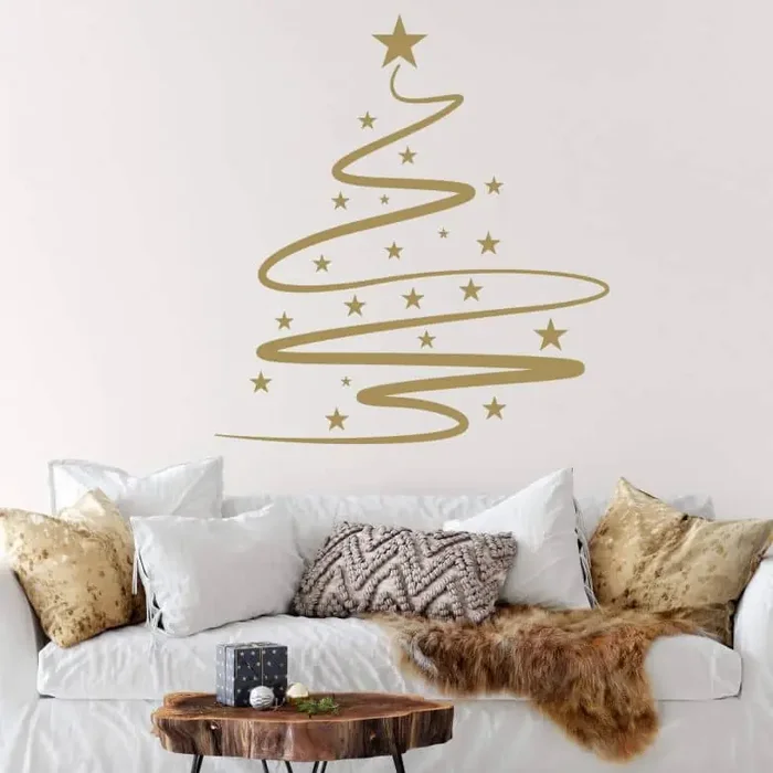 Wandtattoo Weihnachtsbaum Line Art