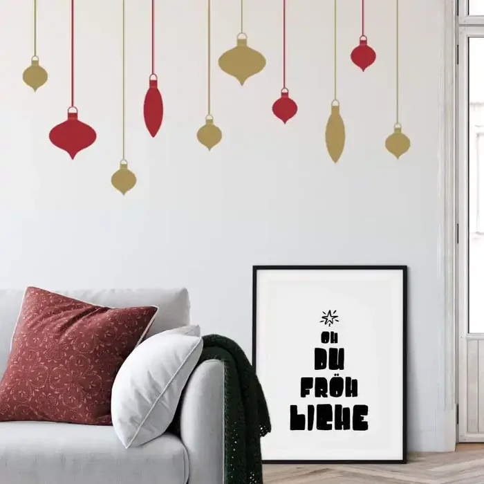 Wandtattoo Weihnachtskugeln (2-farbig)