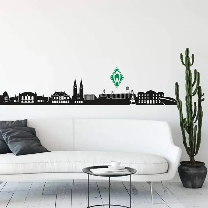 Wandtattoo Werder Bremen Skyline mit Logo farbig