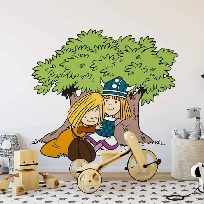 Wandtattoo Wickie und Ylvi Baum