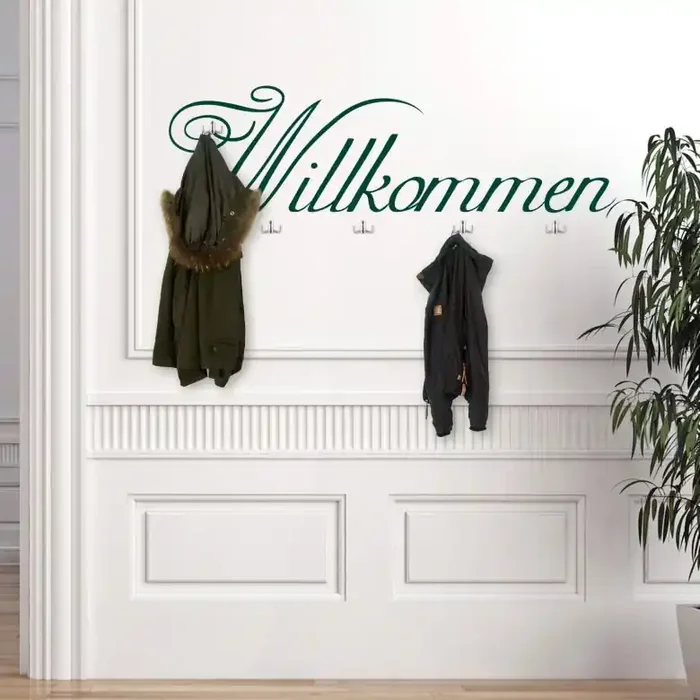 Wandtattoo Willkommen + 5 Haken