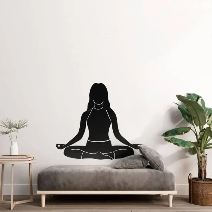 Wandtattoo Yoga Sitzhaltung der Weisen Silhouette einfarbig