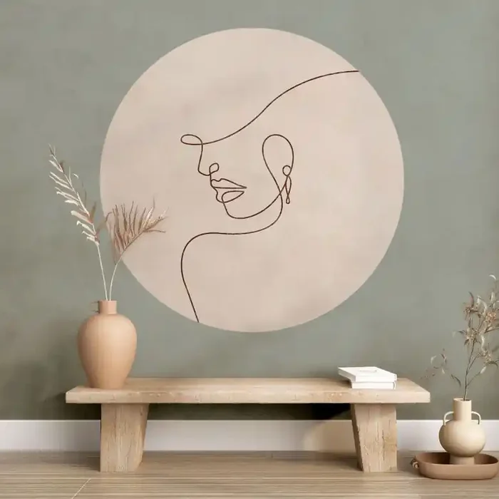 Wandtattoo Zarte Konturen einer Frau – Line Art – Tunaboylu – Rund
