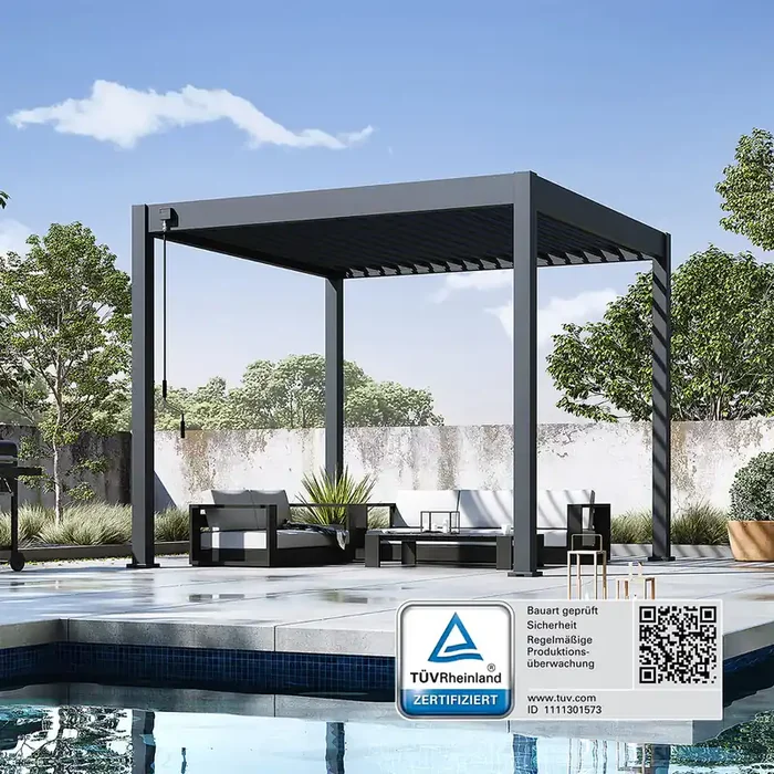 Weide Classic Pergola Aluminium freistehend 3 x 3 M Lamellendach anthrazit