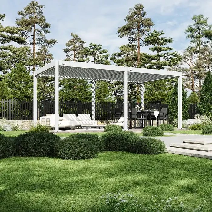 Weide Classic Pergola Aluminium freistehend 3 x 6 M Lamellendach weiß