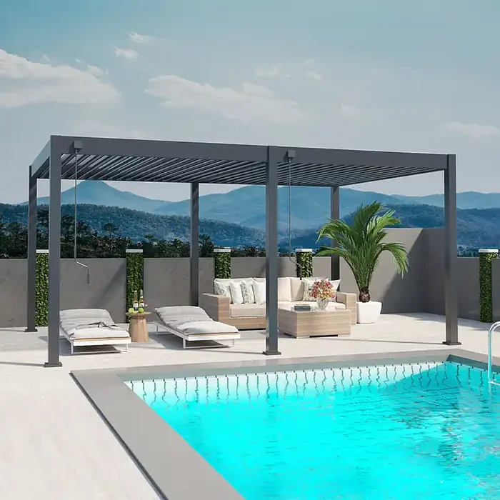 Weide Deluxe Pergola Voll Aluminium freistehend 3,6 x 5,3 M Lamellendach anthrazit