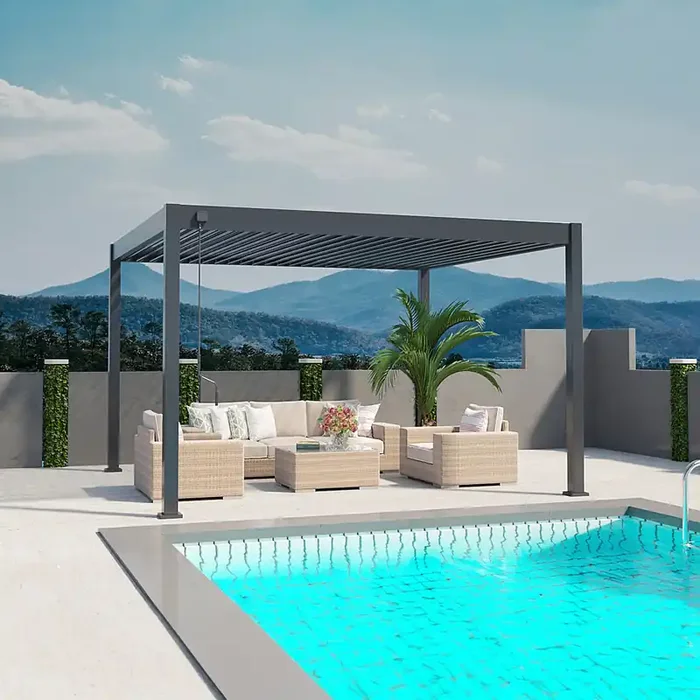 Weide Deluxe Pergola Voll Aluminium freistehend 3 x 4 M Lamellendach anthrazit