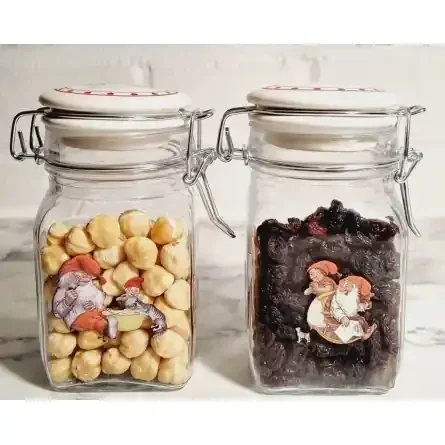 Weihnachtsset Glasgefäß & Porzellandeckel, 2er-Pack