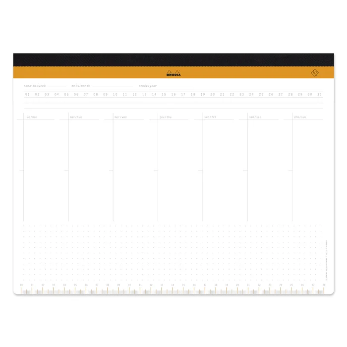Woche Unterlage A4+ mit 60 microperforierten Blättern Rhodia [Größe 29,7×22,2 cm]