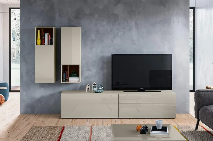 Wohnkombination Lack seidengrau