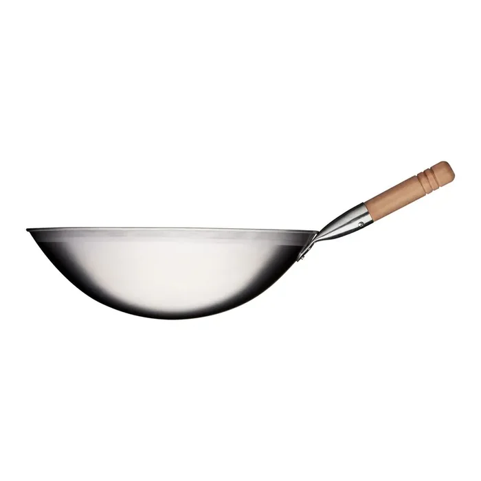 Wok pan brushed stainless steel, handle length 200 mm