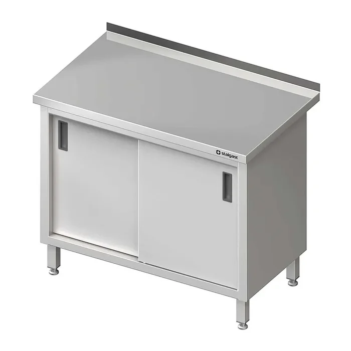 Work cabinet with sliding doors 1000x600x850 mm, with edging, welded
