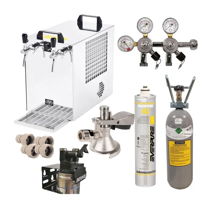 Zapfanlage aus Edelstahl Kombigerät für Bier und Sprudelwasser Komplettset