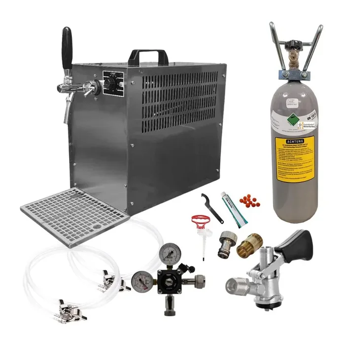 Zapfanlage Bierkoffer 60l/h Komplettset Korbkeg(S) 2kg Co² & Reinigungsset
