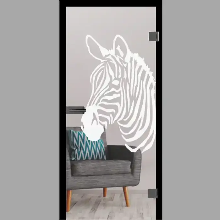 Zebra 2 Motiv matt Glastür – Ganzglastür / Komplettset mit Zarge von Erkelenz