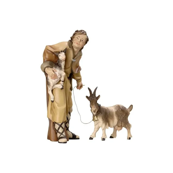 Ziegenhirte mit Kitz und Ziegenmutter