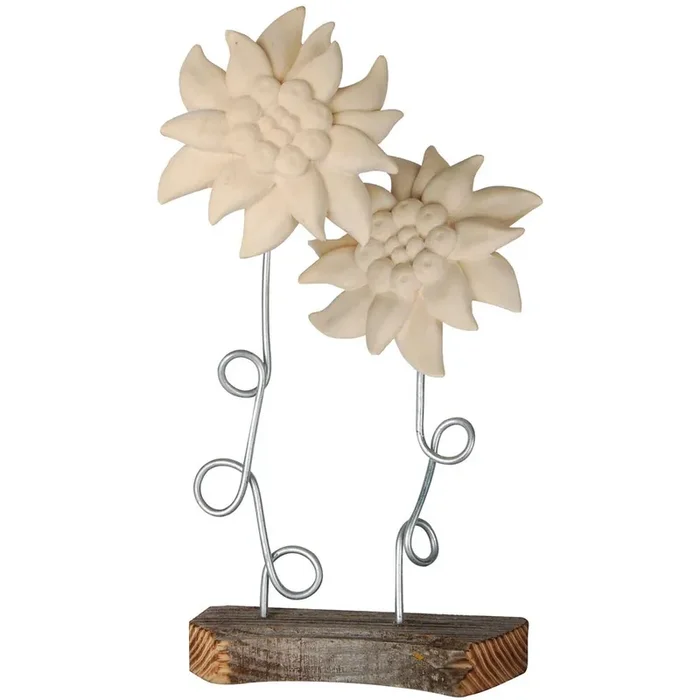 Zwei Edelweißblüten mit Metallstängel