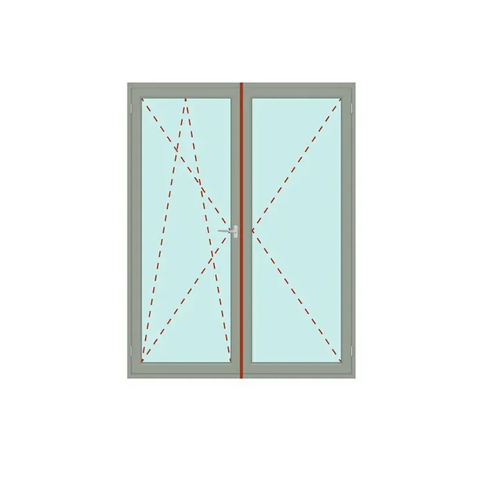 Zweiflügelige Balkontür mit Stulp Dreh/Kipp + Dreh – IDEAL 8000