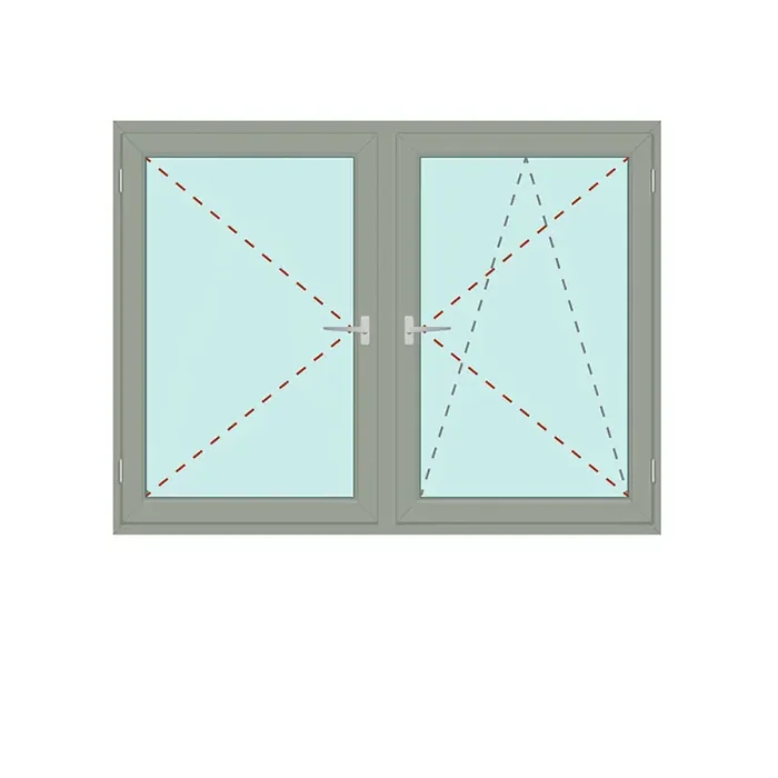 Zweiflügeliges Fenster mit festem Pfosten Dreh + Dreh/Kipp – IDEAL 4000