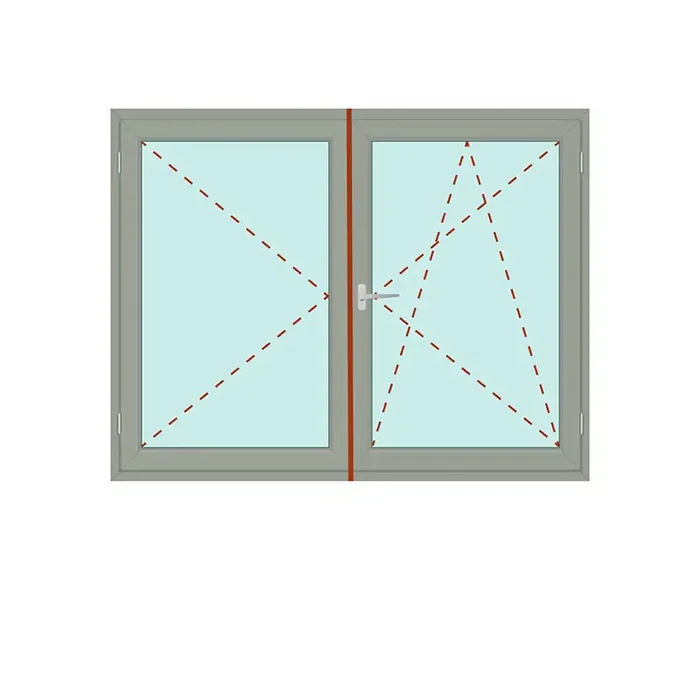 Zweiflügeliges Fenster mit Stulp Dreh + Dreh/Kipp – Energeto 8000