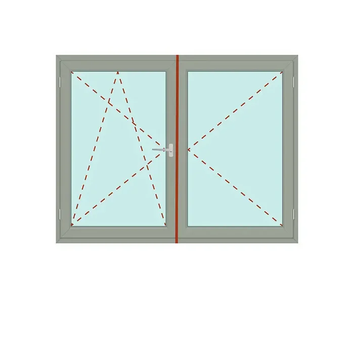 Zweiflügeliges Fenster mit Stulp Dreh/Kipp + Dreh – bluEvolution 92